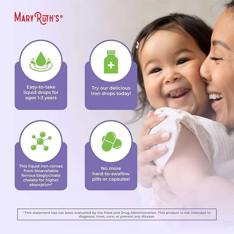 MaryRuth's Iron Supplement for Toddlers | Liquid Iron Supplement for Children Ages 1-3 | Iron Supplement for Iron Deficiency | Ferrochel | Sugar Free | Vegan | Non-GMO | Gluten Free | 2 Fl Oz - Image 6