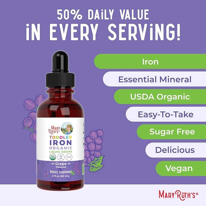 MaryRuth's Iron Supplement for Toddlers | Liquid Iron Supplement for Children Ages 1-3 | Iron Supplement for Iron Deficiency | Ferrochel | Sugar Free | Vegan | Non-GMO | Gluten Free | 2 Fl Oz - Image 7