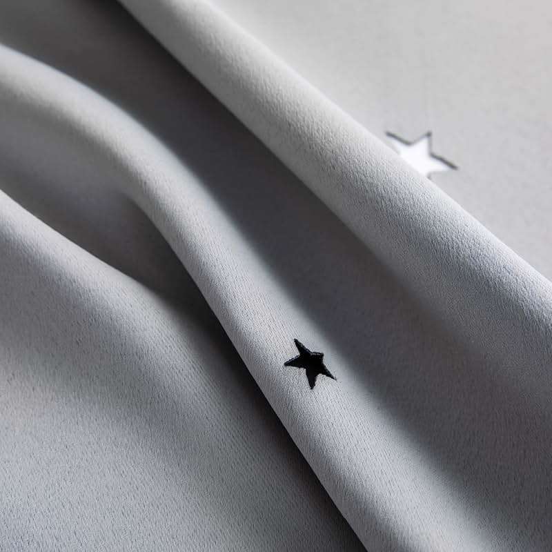 Loyala Star Blackout Double Layer Curtains - Cute Kids Bedroom & Nursery Curtains, 63 Inch Length, 2 Panels, Grey - Image 10