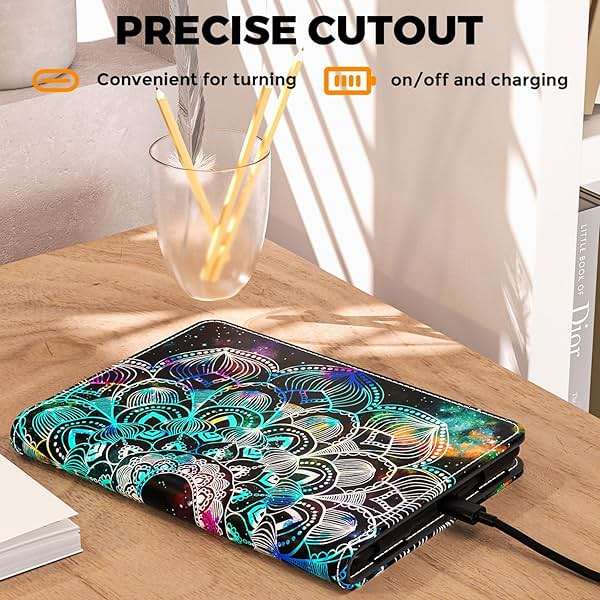 VORI Stand Case for 7"/6.8" Kindle Paperwhite (12th/11th Generation-2024/2021) and Kindle Colorsoft Signature Edition, PU Leather Case Smart Protective Cover with Auto-Wake/Sleep, Mandala Floral - Image 6