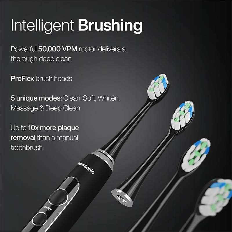 AquaSonic Home Dental Center PRO – Brushing & Flossing Made Easy – Brush & Floss – Power Toothbrush & Water Flosser – Whiter Teeth & Healthier Gums – Black Series Pro+Oral Irrigator - Image 3