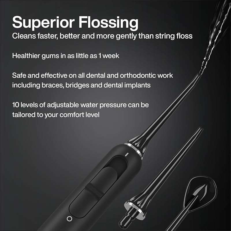AquaSonic Home Dental Center PRO – Brushing & Flossing Made Easy – Brush & Floss – Power Toothbrush & Water Flosser – Whiter Teeth & Healthier Gums – Black Series Pro+Oral Irrigator - Image 4