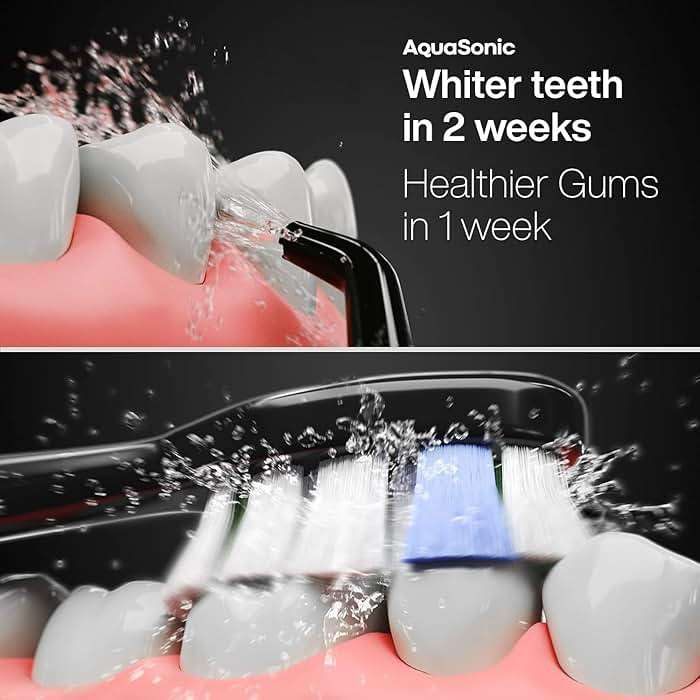 AquaSonic Home Dental Center PRO – Brushing & Flossing Made Easy – Brush & Floss – Power Toothbrush & Water Flosser – Whiter Teeth & Healthier Gums – Black Series Pro+Oral Irrigator - Image 5