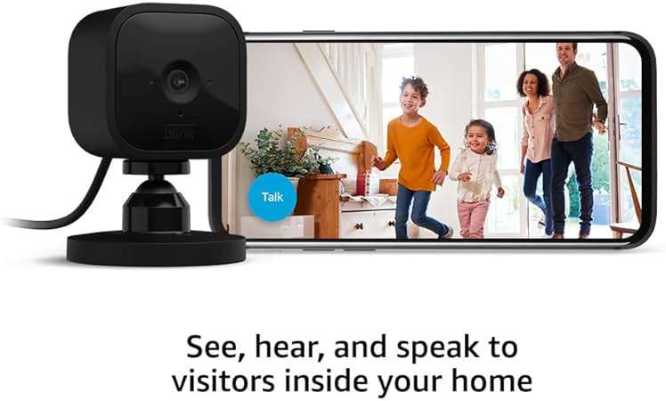Blink Mini - Compact indoor plug-in smart security camera, 1080p HD video, night vision, motion detection, two-way audio, easy set up, Works with Alexa – 1 camera (Black) - Image 2