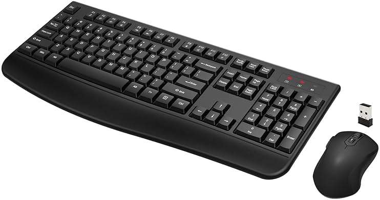 Wireless Keyboard and Mouse Combo, Full-Sized 2.4GHz Wireless Keyboard with Comfortable Palm Rest and Optical Wireless Mouse for Windows, Mac OS PC/Desktops/Computer/Laptops (Black) - Image 1