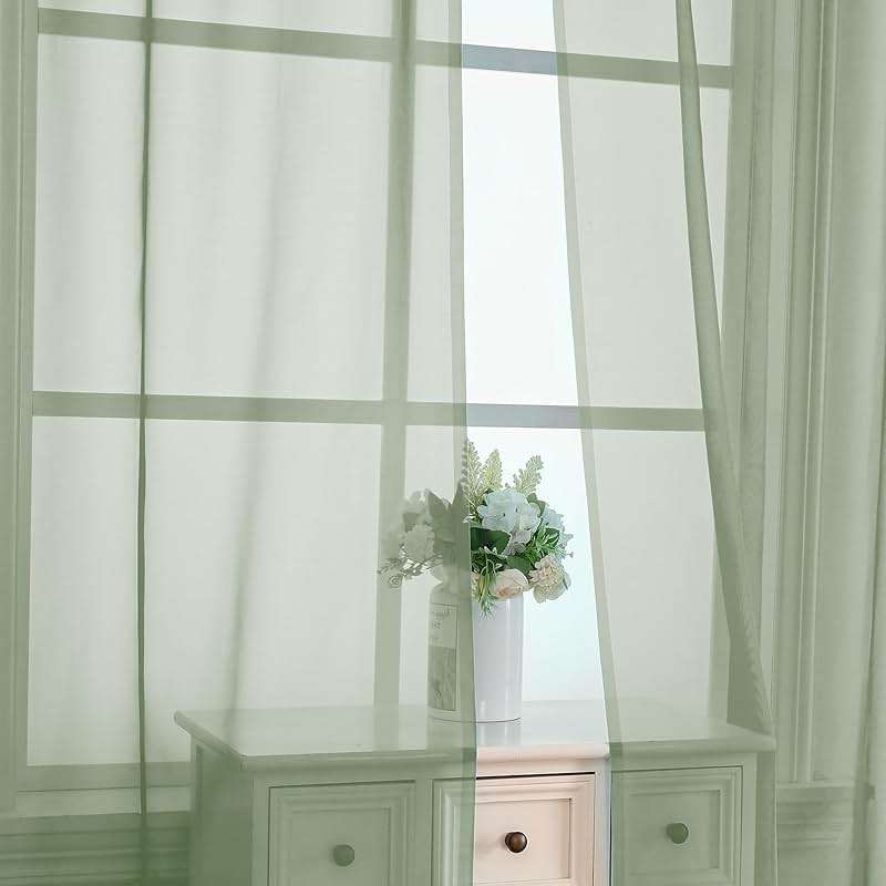 OVZME Bedroom Curtains 2 Panel Sets 84" Inch Length - Transparent Light Weight Soft Window Treatment Panels for Study Room/Living Room/Guest Room, Sage Green, Per Panel W42 X L84 inches - Image 5