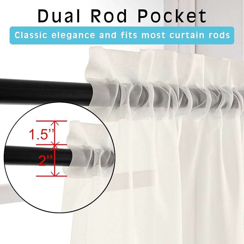 OVZME Ivory Sheer Curtains 84 Inch Length 2 Panels for Bedroom, Elegant Light Filtering Sheer Ivory Curtains Window Treatment for Living Room & Sliding Glass Door, 1 Pair, Each 42Wx84L - Image 2