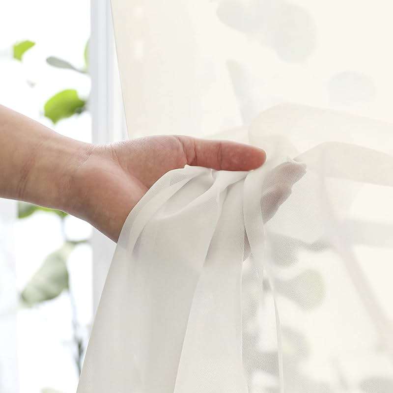 OVZME Ivory Sheer Curtains 84 Inch Length 2 Panels for Bedroom, Elegant Light Filtering Sheer Ivory Curtains Window Treatment for Living Room & Sliding Glass Door, 1 Pair, Each 42Wx84L - Image 3