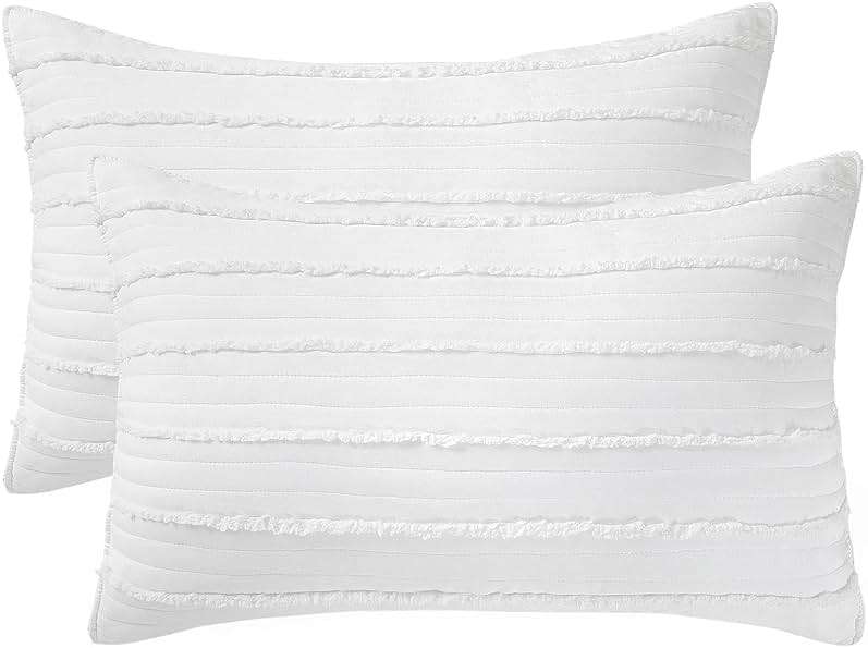 BOSOWOS Standard Size Pillow Shams Set of 2, Ultra Soft Breathable 20 x 26 Inches Pillow Case Envelope Closure, Microfiber Farmhouse Bed Pillowcases for Easy Care, White - Image 1