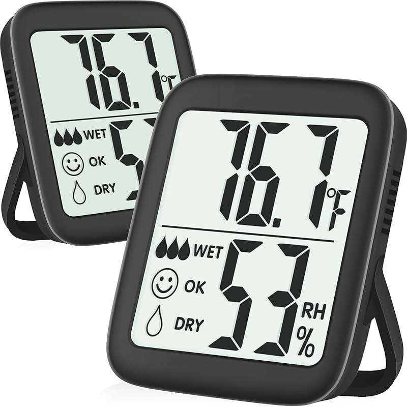 Antonki 2 Pack Room Thermometer for Home, Hygrometer Indoor Humidity Meter Gauge, Digital Temperature and Humidity Monitor Sensor for House, Terrarium, Incubator, Greenhouse - Battery Included - Image 1