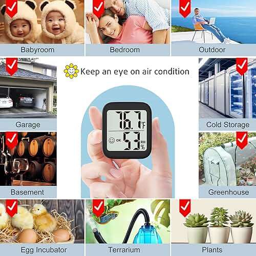 Antonki 2 Pack Room Thermometer for Home, Hygrometer Indoor Humidity Meter Gauge, Digital Temperature and Humidity Monitor Sensor for House, Terrarium, Incubator, Greenhouse - Battery Included - Image 5