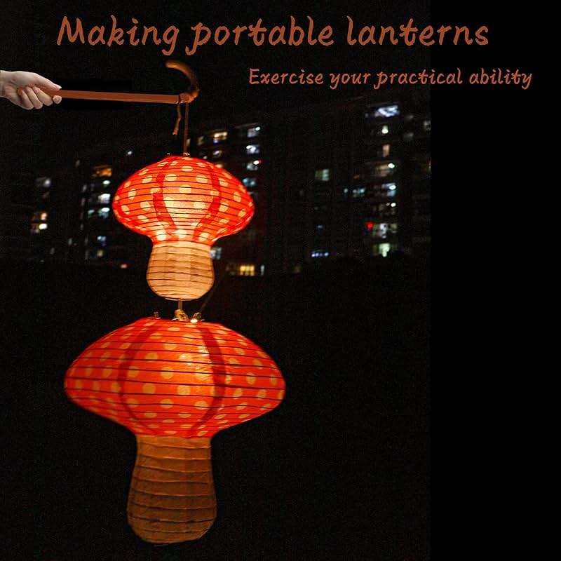 4Pcs Mushroom Shaped Paper Lanterns, Windspeed Large For Nursery Garden Christmas Halloween Party Decoration 8 inch, 12 inch(orange) - Image 6