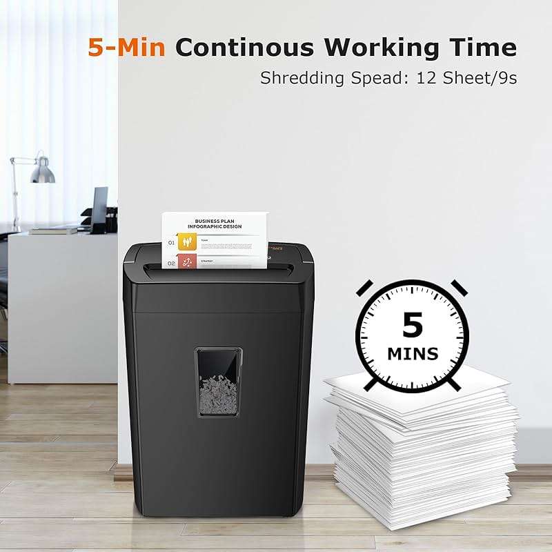 Bonsaii 12-Sheet Cross Cut Paper Shredder, 5.5 Gal Home Office Heavy Duty Shredder for Paper, Credit Card, Mail, Staples, with Transparent Window, High Security Level P-4 (C275-A) - Image 2