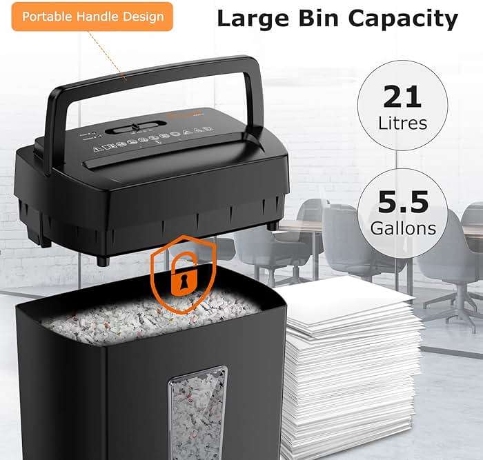 Bonsaii 12-Sheet Cross Cut Paper Shredder, 5.5 Gal Home Office Heavy Duty Shredder for Paper, Credit Card, Mail, Staples, with Transparent Window, High Security Level P-4 (C275-A) - Image 7