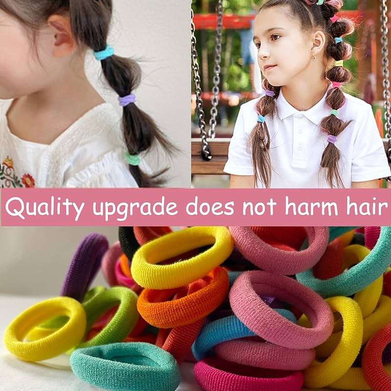 100 Pcs Baby Hair Ties, Seamless Cotton Toddler Hair Ties for Girls and Kids, Multicolor Small Soft No Damage Hair Elastics Ponytail Holders(10Colors) - Image 3