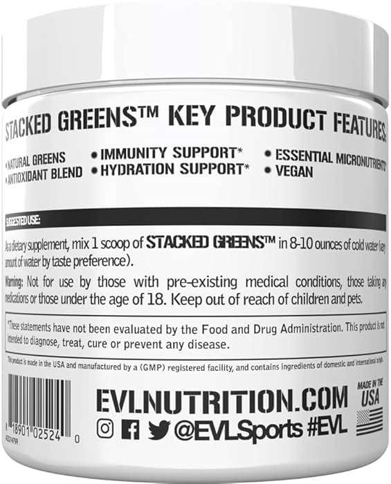 Evlution Nutrition Stacked Greens - Raw Superfood - Made with Natural Greens Blend + Essential Daily Micronutrients - Immunity + Hydration Support - Vegan & GMO-Free - 30 Servings - Orchard Apple - Image 4