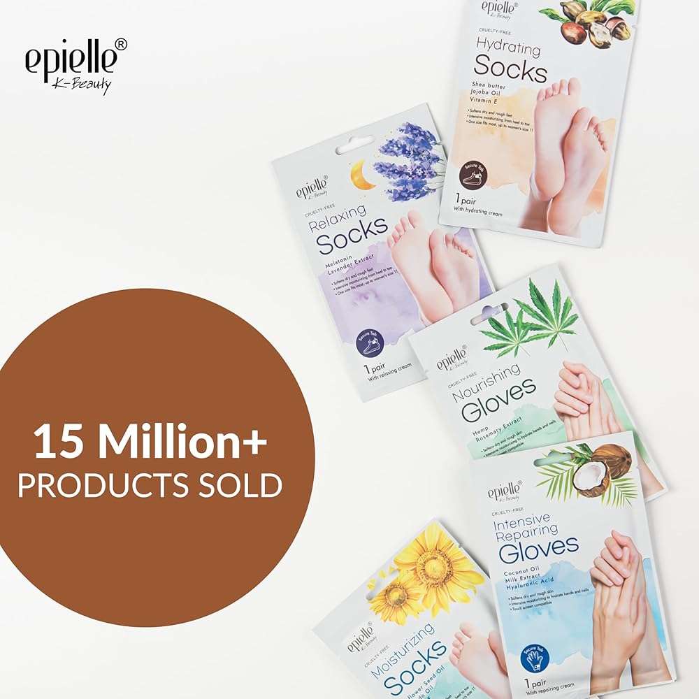 Epielle Hydrating Foot Mask 6 Pairs, Relieve and Soften with Shea Butter & Jojoba Oil, Deep Moisturizing Socks for Dry, Cracked Feet, Self Care Gifts for Women, Spa Kit - Image 2