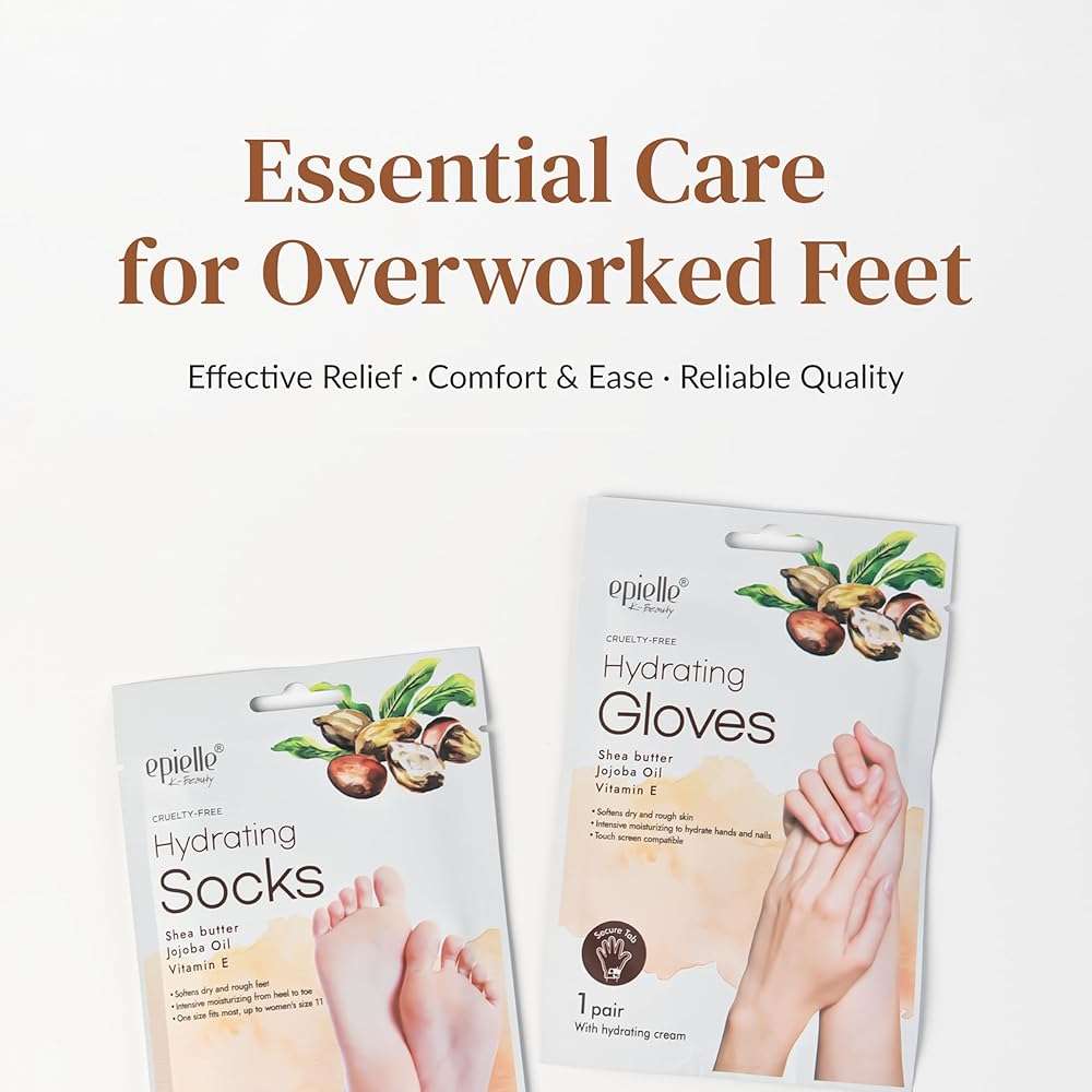 Epielle Hydrating Foot Mask 6 Pairs, Relieve and Soften with Shea Butter & Jojoba Oil, Deep Moisturizing Socks for Dry, Cracked Feet, Self Care Gifts for Women, Spa Kit - Image 8
