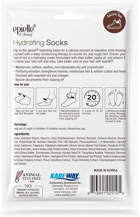 Epielle Hydrating Foot Mask 6 Pairs, Relieve and Soften with Shea Butter & Jojoba Oil, Deep Moisturizing Socks for Dry, Cracked Feet, Self Care Gifts for Women, Spa Kit - Image 9