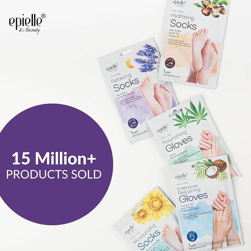 Epielle Relaxing Foot Mask 6 Pairs, Soften and Restore with Melatonin & Lavender Extract, Deep Moisturizing Socks for Dry, Cracked Feet, Self Care Gifts for Women, Spa Kit - Image 2