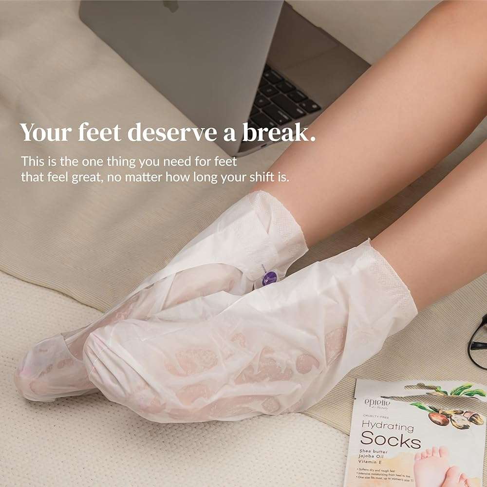 Epielle Relaxing Foot Mask 6 Pairs, Soften and Restore with Melatonin & Lavender Extract, Deep Moisturizing Socks for Dry, Cracked Feet, Self Care Gifts for Women, Spa Kit - Image 7