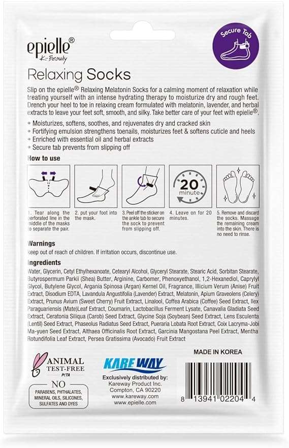 Epielle Relaxing Foot Mask 6 Pairs, Soften and Restore with Melatonin & Lavender Extract, Deep Moisturizing Socks for Dry, Cracked Feet, Self Care Gifts for Women, Spa Kit - Image 9