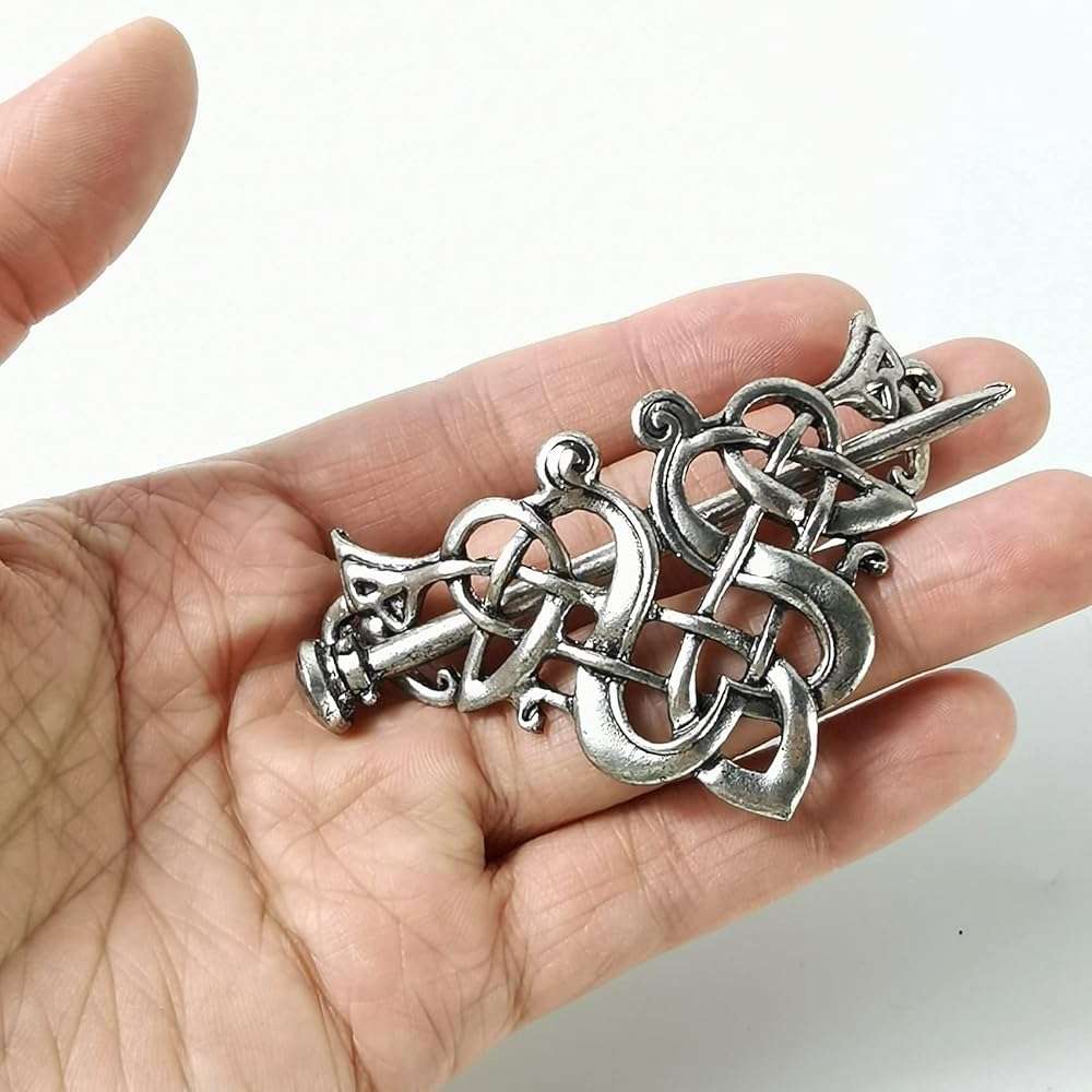 NSBELL 6PCS Vintage Celtic Hair Clips, Silver Celtic Hairpins Hair Slide Hairpins Alloy Knot Hair Accessories for Girls and Women - Image 2