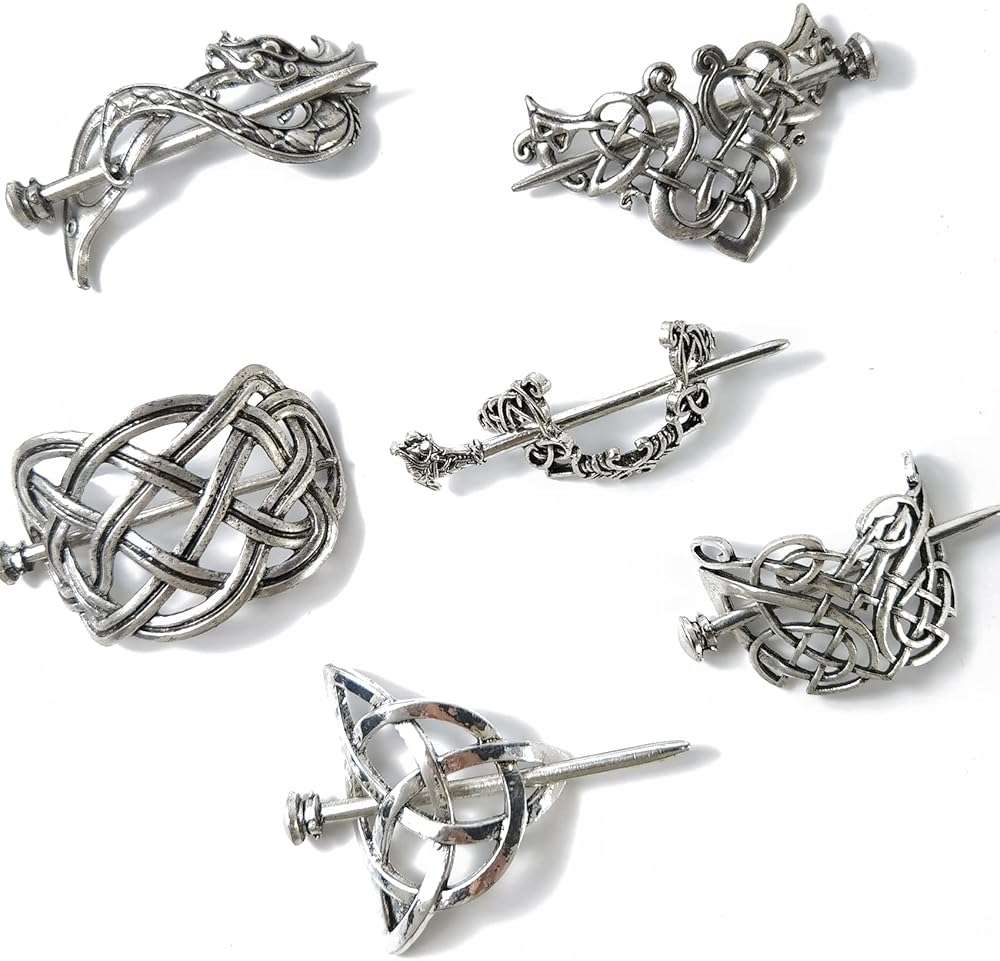 NSBELL 6PCS Vintage Celtic Hair Clips, Silver Celtic Hairpins Hair Slide Hairpins Alloy Knot Hair Accessories for Girls and Women - Image 3