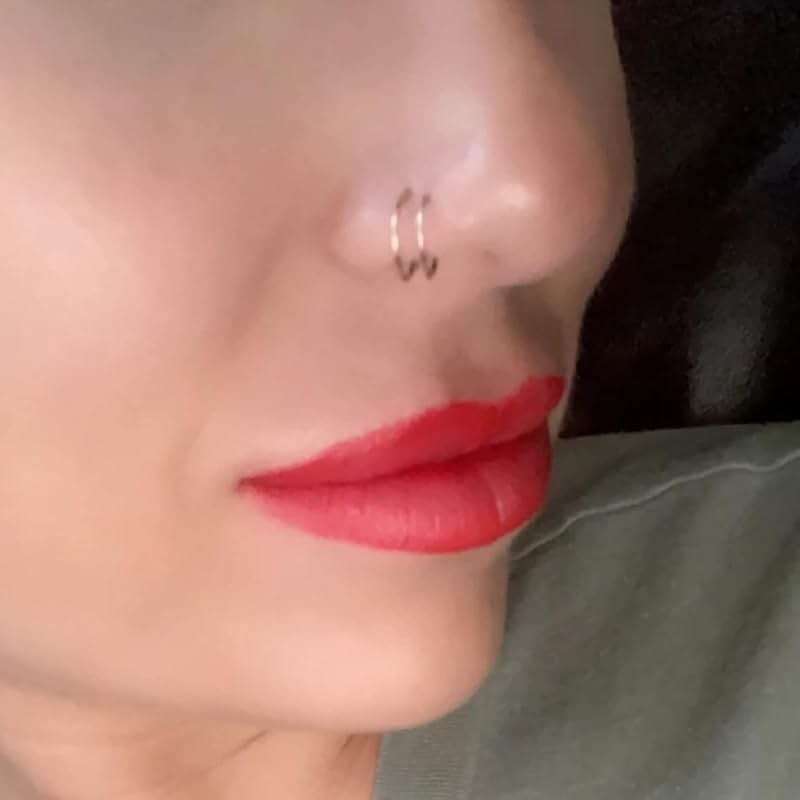 Goenjoy Double Nose Ring for Single Piercing, Twist Nose Ring Hoop For Women, Nostril Piercing Jewelry - Image 3