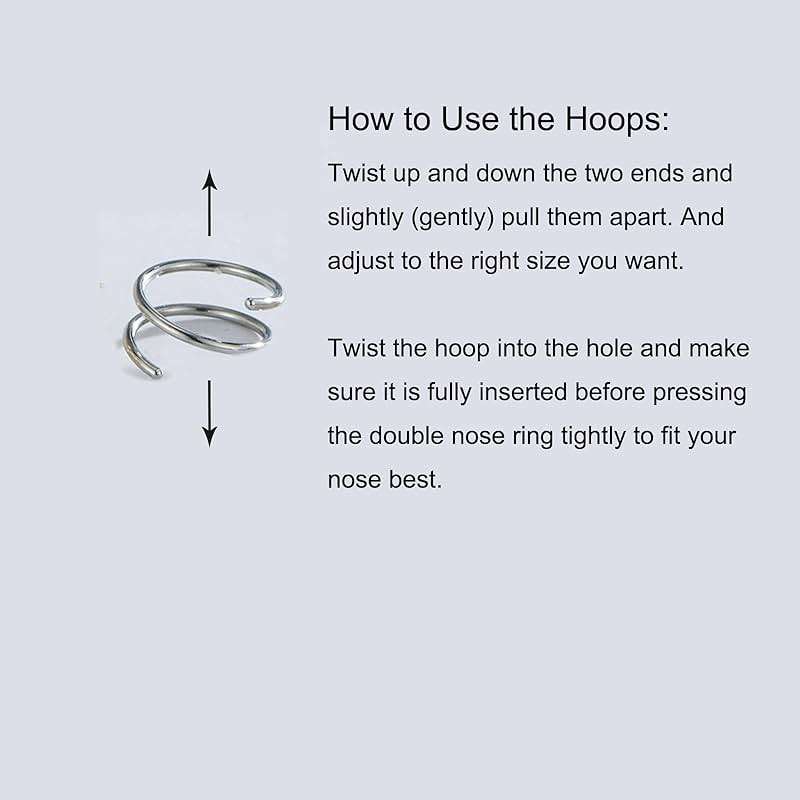 Goenjoy Double Nose Ring for Single Piercing, Twist Nose Ring Hoop For Women, Nostril Piercing Jewelry - Image 5
