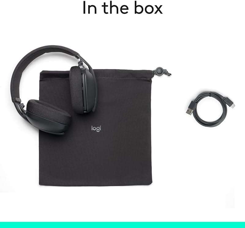Logitech Zone Vibe 100 Lightweight Wireless Over Ear Headphones with Noise Canceling Microphone, Advanced Multipoint Bluetooth Headset, Works with Teams, Google Meet, Zoom, Mac/PC - Graphite - Image 12