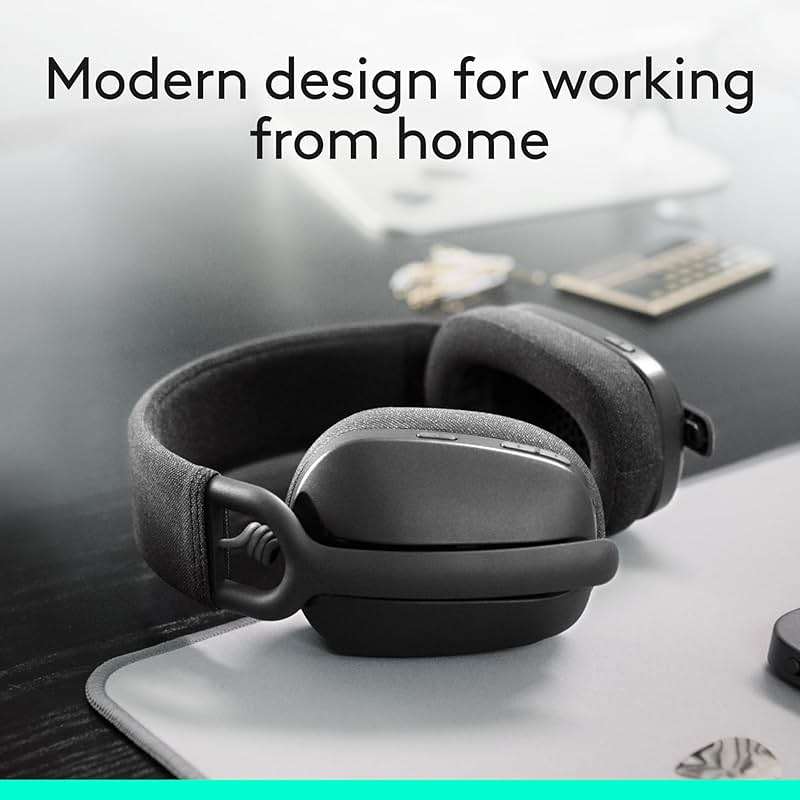 Logitech Zone Vibe 100 Lightweight Wireless Over Ear Headphones with Noise Canceling Microphone, Advanced Multipoint Bluetooth Headset, Works with Teams, Google Meet, Zoom, Mac/PC - Graphite - Image 4