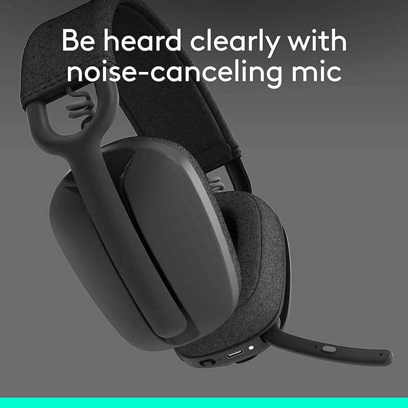 Logitech Zone Vibe 100 Lightweight Wireless Over Ear Headphones with Noise Canceling Microphone, Advanced Multipoint Bluetooth Headset, Works with Teams, Google Meet, Zoom, Mac/PC - Graphite - Image 5