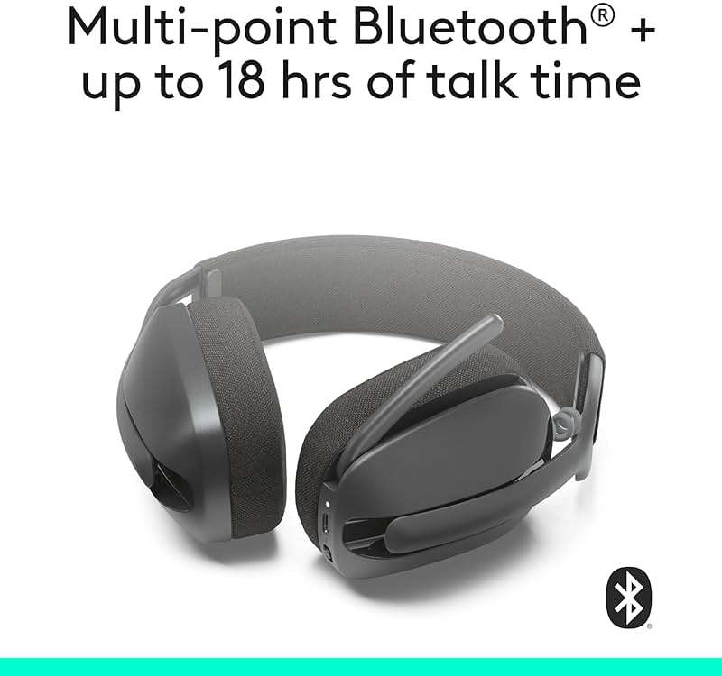 Logitech Zone Vibe 100 Lightweight Wireless Over Ear Headphones with Noise Canceling Microphone, Advanced Multipoint Bluetooth Headset, Works with Teams, Google Meet, Zoom, Mac/PC - Graphite - Image 7