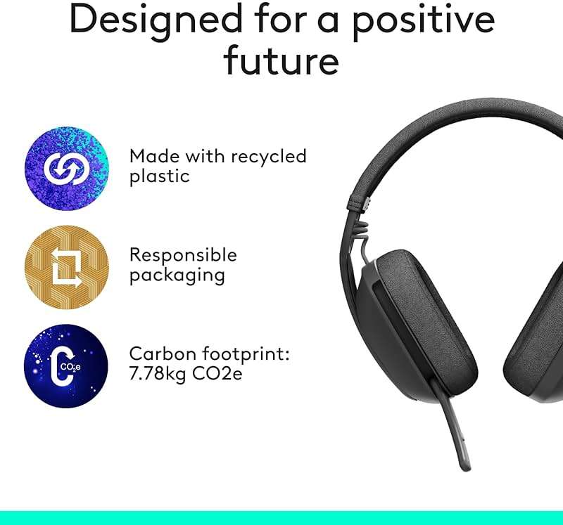 Logitech Zone Vibe 100 Lightweight Wireless Over Ear Headphones with Noise Canceling Microphone, Advanced Multipoint Bluetooth Headset, Works with Teams, Google Meet, Zoom, Mac/PC - Graphite - Image 11