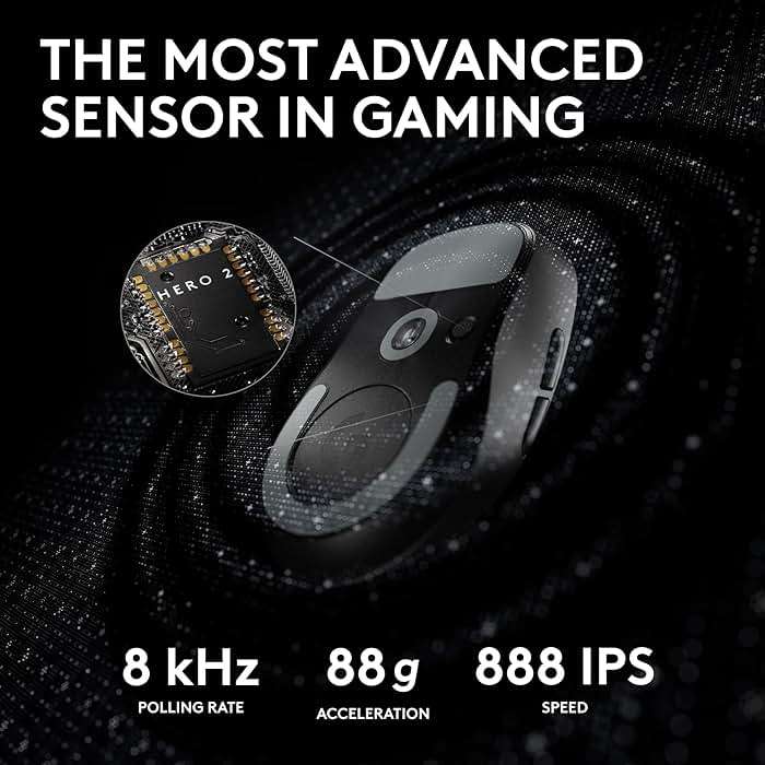 Logitech G PRO X Superlight 2 Wireless Gaming Mouse, 60g Pro-Grade with 5 Programmable Buttons, 44k DPI Sensor, 8kHz Report Rate, USB-C Charging for PC/Mac - Black - Image 4