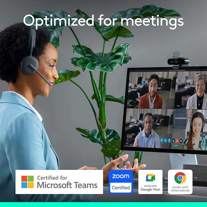 Logitech Brio 4K Webcam, Video Calling, Noise-Cancelling mic, HD Auto Light Correction, Wide Field of View, Windows Hello Works with Microsoft Teams, Zoom, Google Meet, PC/Mac/Laptop/MacBook/Tablet - Image 6