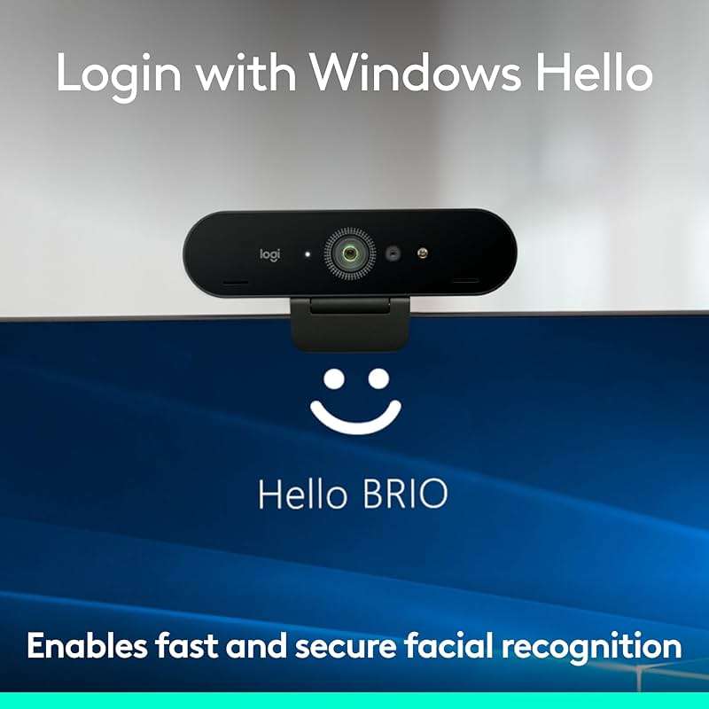Logitech Brio 4K Webcam, Video Calling, Noise-Cancelling mic, HD Auto Light Correction, Wide Field of View, Windows Hello Works with Microsoft Teams, Zoom, Google Meet, PC/Mac/Laptop/MacBook/Tablet - Image 7