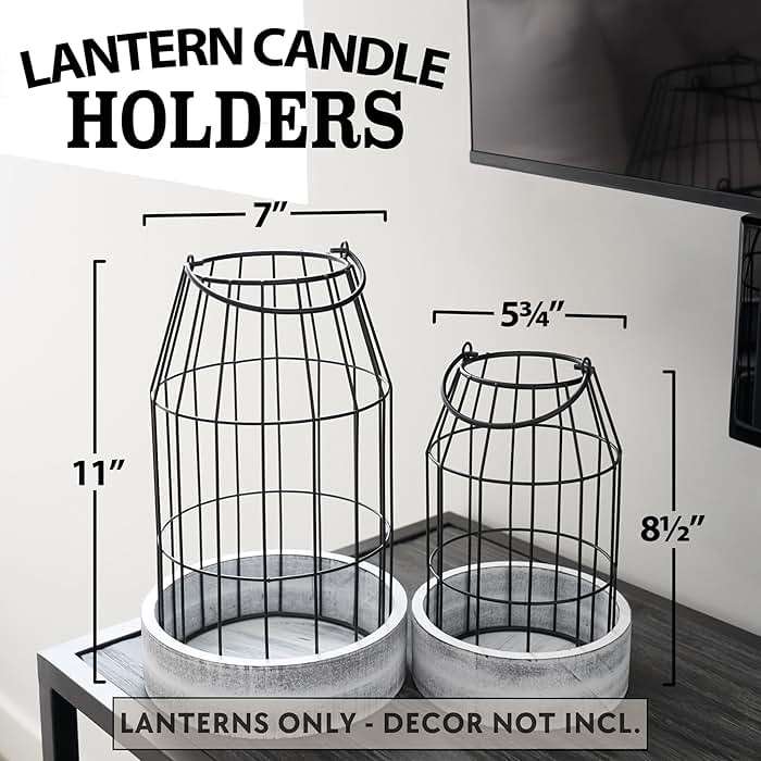 Rustic Farmhouse Lantern Decor Set of 2 - Stylish Decorative Lanterns for Your Living Room, Patio & Porch or Kitchen Dining Table - Modern Indoor/Outdoor Coffee Table Decor for Your Entire Home - Image 3