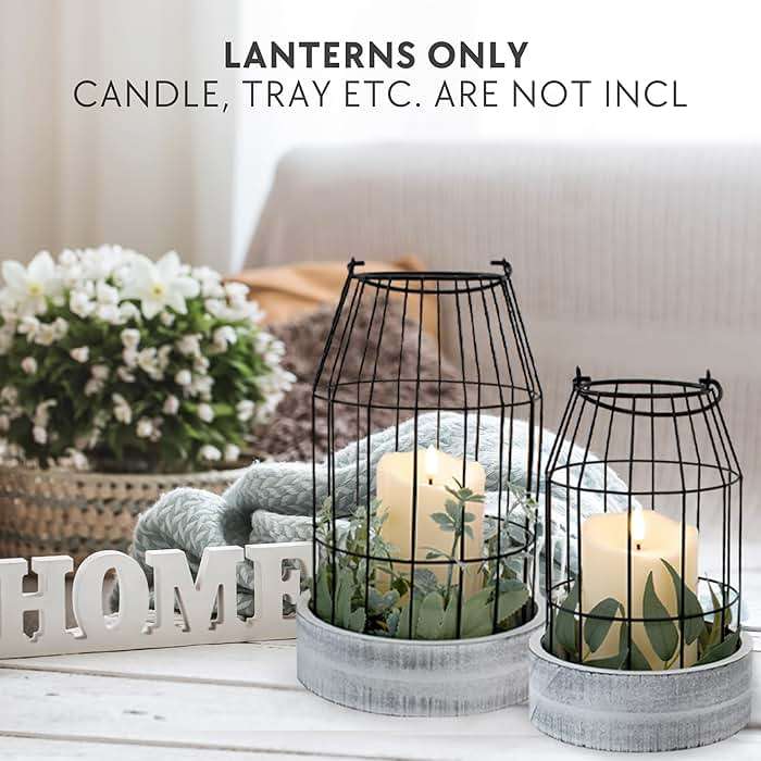 Rustic Farmhouse Lantern Decor Set of 2 - Stylish Decorative Lanterns for Your Living Room, Patio & Porch or Kitchen Dining Table - Modern Indoor/Outdoor Coffee Table Decor for Your Entire Home - Image 4
