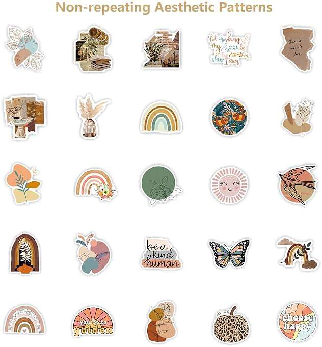 CAKOLINK Vintage Aesthetic Stickers 50 Pcs, Vinyl Waterproof Stickers for Water Bottles Laptop Phone Computer Guitar (1) - Image 2