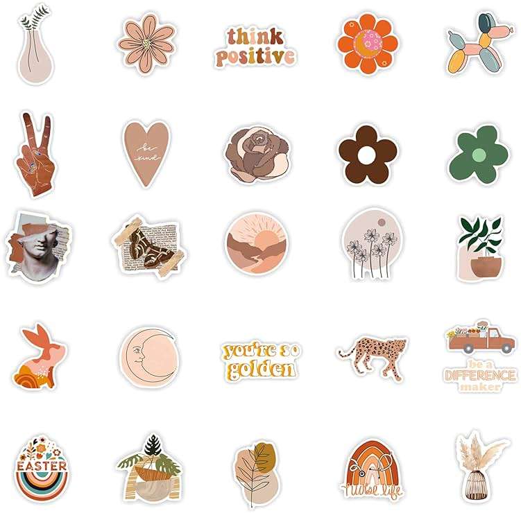 CAKOLINK Vintage Aesthetic Stickers 50 Pcs, Vinyl Waterproof Stickers for Water Bottles Laptop Phone Computer Guitar (1) - Image 3