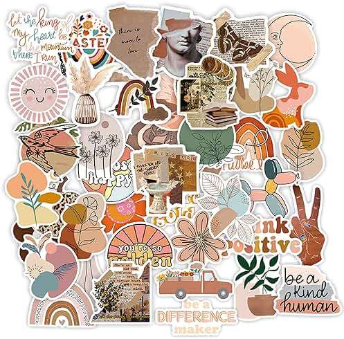 CAKOLINK Vintage Aesthetic Stickers 50 Pcs, Vinyl Waterproof Stickers for Water Bottles Laptop Phone Computer Guitar (1) - Image 7
