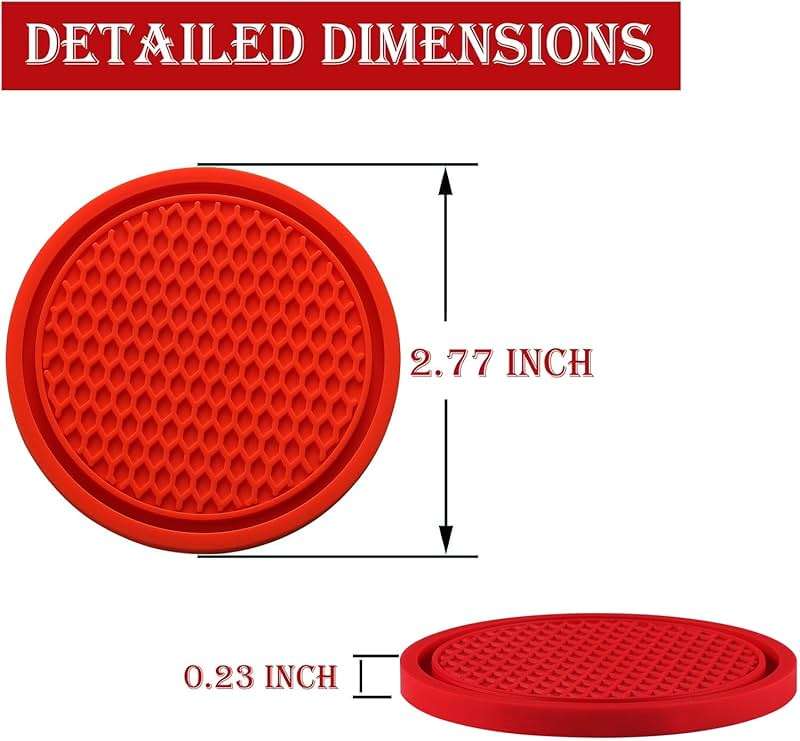 SINGARO Car Cup Coaster, 4PCS Universal Non-Slip Cup Holders Embedded in Ornaments Coaster, Car Interior Accessories, Red - Image 2