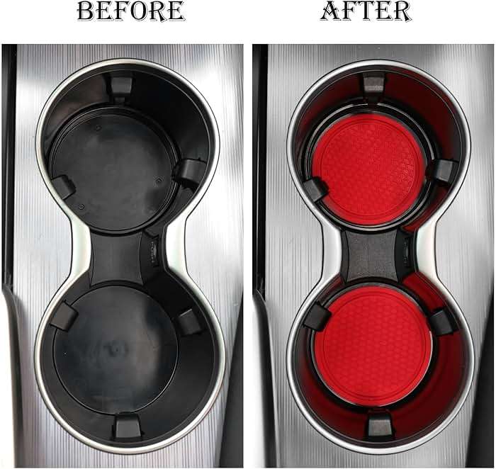 SINGARO Car Cup Coaster, 4PCS Universal Non-Slip Cup Holders Embedded in Ornaments Coaster, Car Interior Accessories, Red - Image 6