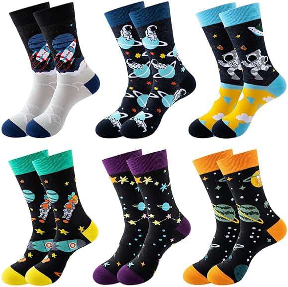 DRASEX Men's Colorful Dress Socks Novelty Funny Fancy Funky Pattern Combed Cotton Casual Crazy Crew Socks - Image 1