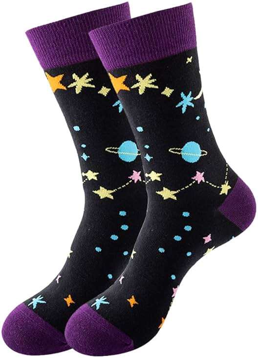 DRASEX Men's Colorful Dress Socks Novelty Funny Fancy Funky Pattern Combed Cotton Casual Crazy Crew Socks - Image 7