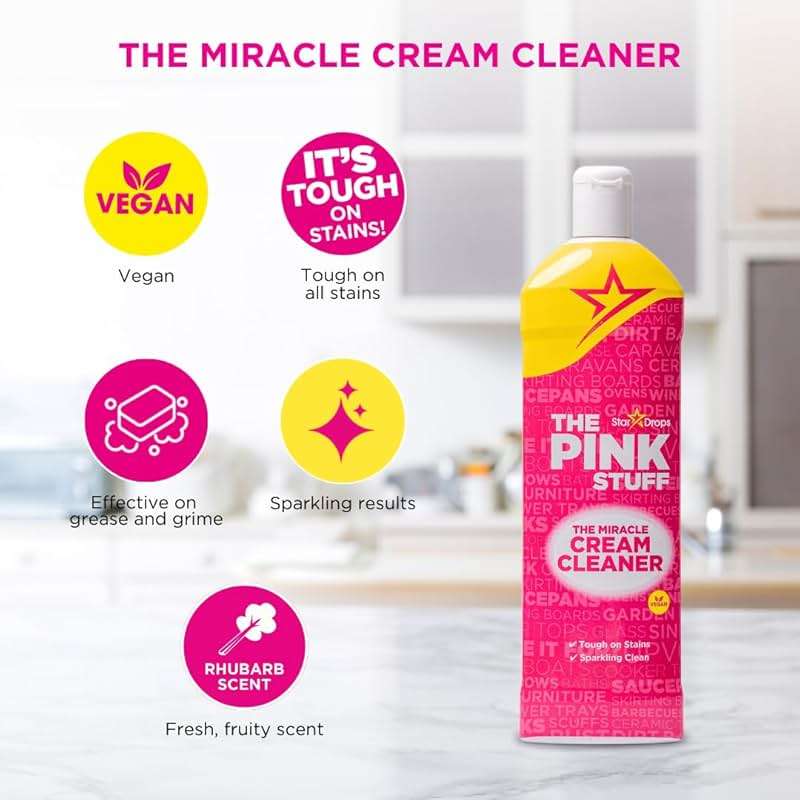 Stardrops The Pink Stuff Miracle Cleaning Bundle – Multi-Purpose Paste, Spray, Bathroom Foam Cleaner, Window & Glass Cleaner, and Cream Cleaner – Complete All-Purpose Home Cleaning Kit - Image 5