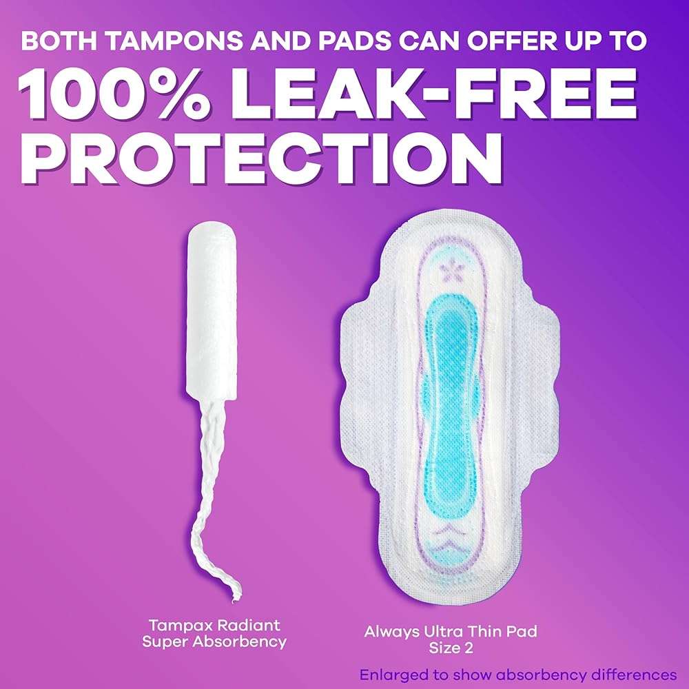 Tampax Radiant Tampons Light Absorbency with BPA-Free Plastic Applicator and LeakGuard Braid, Unscented, 28 Count, Packaging May Vary - Image 7
