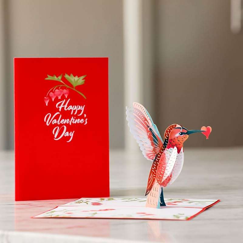 Lovepop Valentines Day Card for Her, Him - 3D Romantic Greeting Pop-Up Cards - Hearted Hummingbird - 5" x 7" - Blank Notecard & Envelope Included - Image 2